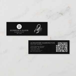 Friseursalon Silber Skorpion Qr Code Soziale Icons Mini Visitenkarte