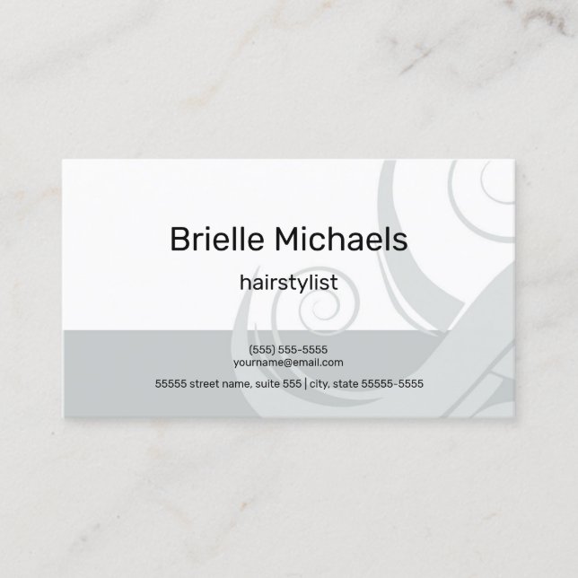 Friseursalon "Simple Gray Hair Curl" Visitenkarte (Vorderseite)