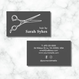 Friseursalon Stylist Scheren Dunkelgrau nach Maß Visitenkarte