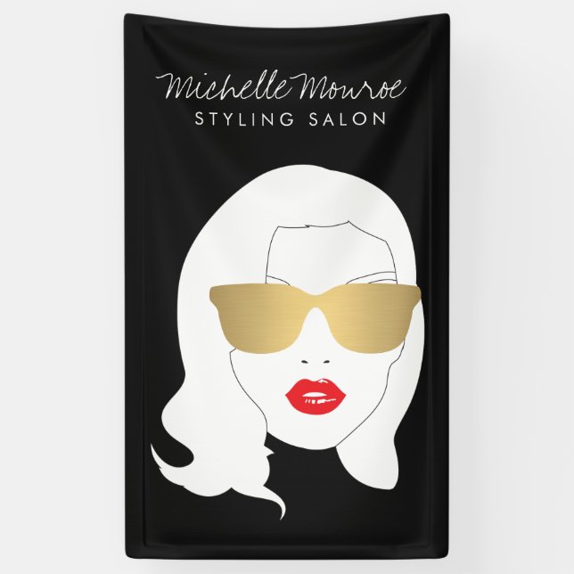 Friseursalon, Stylist, Schönheitsmädchen Dunkelgra Banner (Vertikal)
