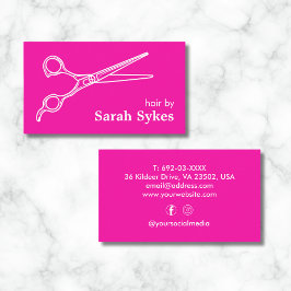 Friseursalon Stylistische Schere Hot Pink Custom Visitenkarte
