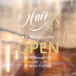 Friseursalon Swirly Hair & Scissors Öffnungszeiten Fensteraufkleber