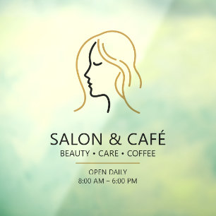Friseursalon und Schönheitssalon Café Öffnungszeit Fensteraufkleber