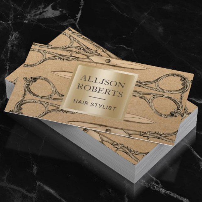 Friseursalon Vintage Goldschere Ernennung Terminkarte (Von Creator hochgeladen)