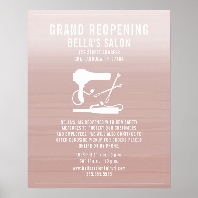 Friseursalon Wiedereröffnung Covid Sicherheit Blus Poster (Vorne)