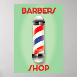 Friseursalons Vintage Stangen-Schild Poster