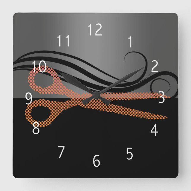 Friseursalonuhr Quadratische Wanduhr (Vorderseite)