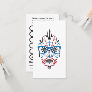 Friseursalonzuckerschädel-Briefmarkenkarte Treuekarte