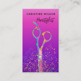 Friseurschere lila Hintergrund Visitenkarte