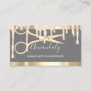 Friseurschere Makeup Gray Gold Tropfen Visitenkarte