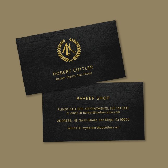 Friseurshop LOGO Werbeaktion für schwarzes Gold Visitenkarte (Von Creator hochgeladen)