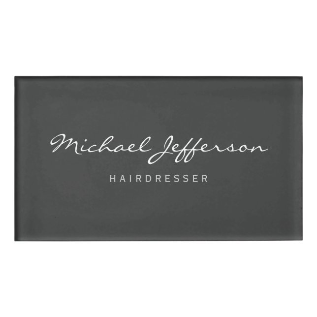 Friseurskript Beruflich Namenschild (Vorderseite)