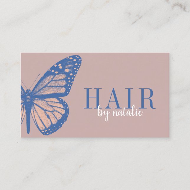 Friseursteine Butterfly Salon Dusty Rose Visitenkarte (Vorderseite)