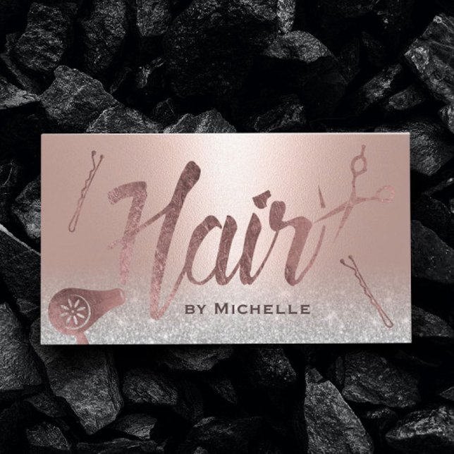 Friseurstylist Moderne Typografie Rose Blush Gold Visitenkarte (Von Creator hochgeladen)