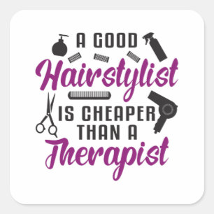 Friseurstylistin Barber Schere Therapy Geschenk Id Quadratischer Aufkleber