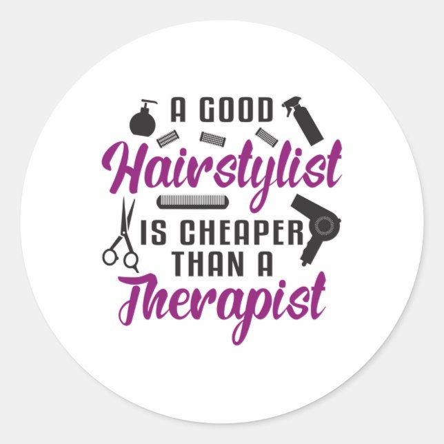 Friseurstylistin Barber Schere Therapy Geschenk Id Runder Aufkleber (Vorderseite)