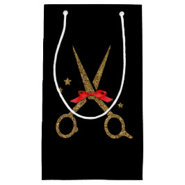 Friseurstylistin, goldene Glitzer-Schere, Geschenk Kleine Geschenktüte