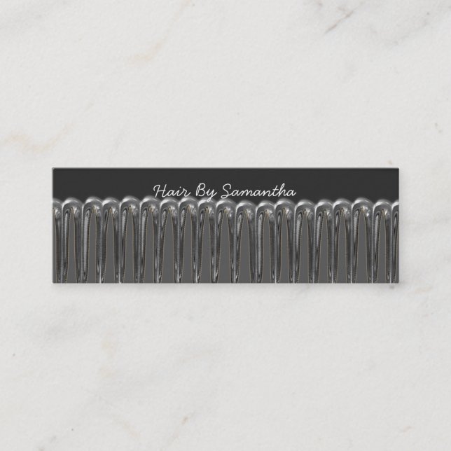 Friseurstylistin Kamm Moderner schwarzer Haarsalon Mini Visitenkarte (Vorderseite)