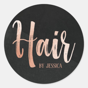 Friseurstylistin, moderne Rose, Goldtypografie sch Runder Aufkleber
