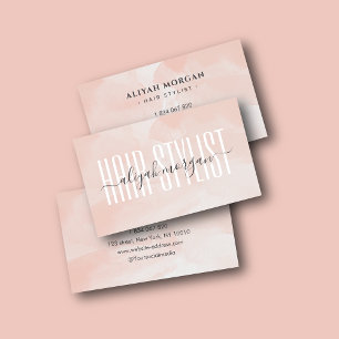 Friseurtypografie Blush Pink Wasserfarbe Visitenkarte