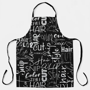 Friseurtypografie Schwarz-Weiß-Moderne Schürze