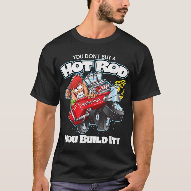 Frisierte Auto Builder Red Wagon Blown Motor Car T-Shirt (Vorderseite)