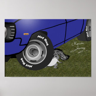 Frisierte Auto Eichhörnchen. Poster