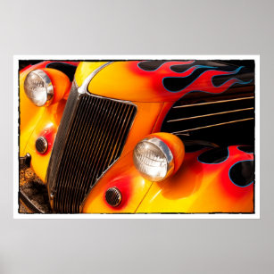 Frisierte Auto Flames Poster