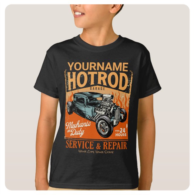 Frisierte Auto Garage Personalisiert NAME Mechanis T-Shirt (Von Creator hochgeladen)
