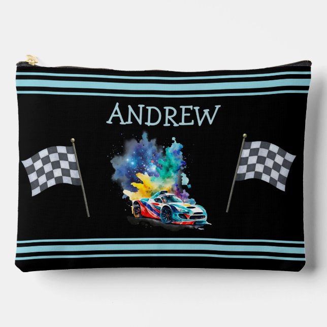Frisierte Auto Race Car - Personalisiert Zubehörtasche (Vorderseite)