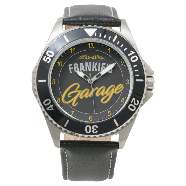 Frisierte Auto Retro Neon Style Biker Custom Garag Armbanduhr (Vorderseite)