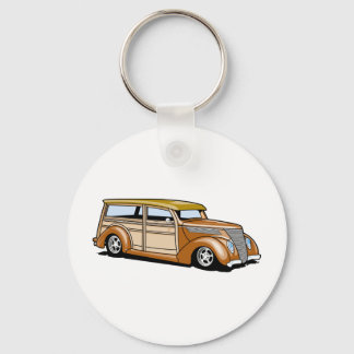 Frisierte Auto Woodie Schlüsselanhänger