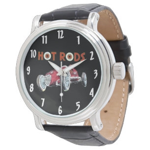 Frisierte Autos Vintager Rennwagen Armbanduhr
