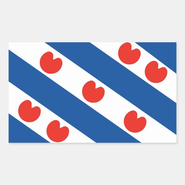 Frisisch-friesische Fahne-Nederland-Region Rechteckiger Aufkleber (Vorderseite)