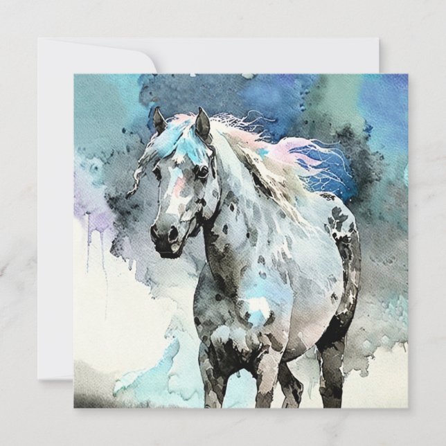 Frisky Appaloosa Mare Watercolour Einladung (Vorderseite)