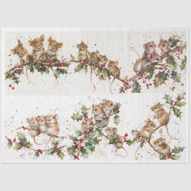 Frisky Christmas Mice Set Seidenpapier (Vorderseite)