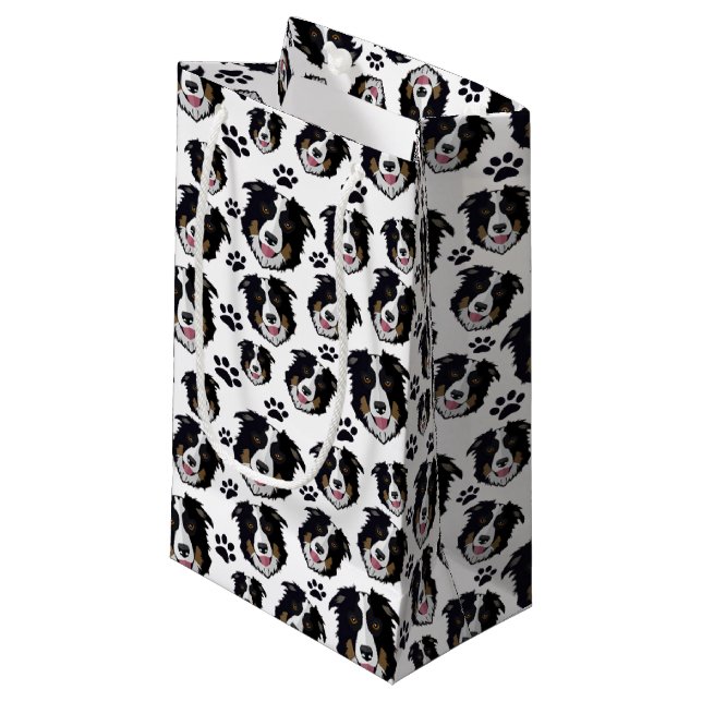 Frisky Scottish Border Collie Sheep Dog Puppy Kleine Geschenktüte (Vorderseite Schrägansicht)