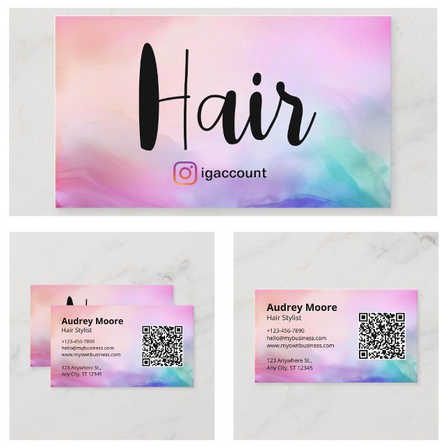 Frisör-Stylist QR Code Haarsalon Visitenkarte (Hair Stylist QR Code Hair Salon Business Card
)