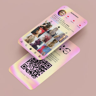 Frisör Stylist Therapeut Gelb Pink IG Visitenkarte