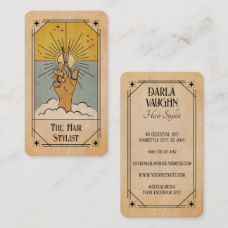 Frisör-Tarotkarte Illustration Himmels-Sonne Visitenkarte