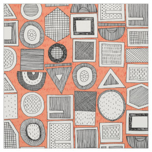 frisson memphis Schwarz-weiß orange Stoff