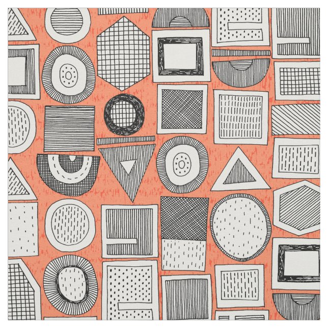 frisson memphis Schwarz-weiß orange Stoff (Muster)