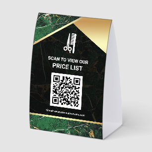 Frisur-Make-up-Salon QR-Code-Preisliste grüner Mar Tischaufsteller