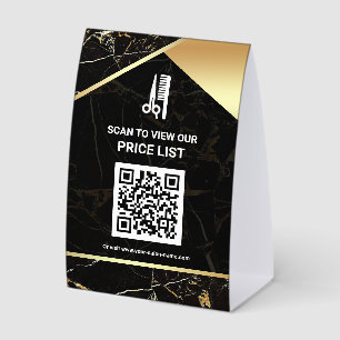 Frisur-Make-up-Salon QR-Code-Preisliste schwarzer Tischaufsteller