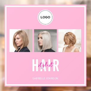 Frisur-Stylist Foto-Collage Elegantes Logo Fensteraufkleber