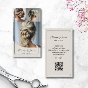 Frisur Stylist Salon Custom 3 Fotos QR Code Visitenkarte