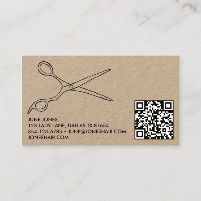 Frisur-Stylist-Scheren Chic Zeichnend Barber-QR-Co Visitenkarte (Rückseite)