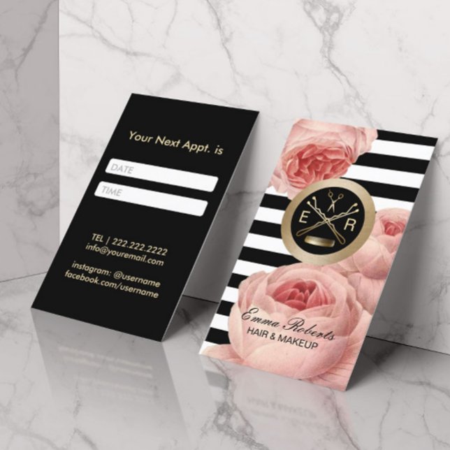 Frisur-Stylistische Schere & Comb-Blumenernennung Terminkarte (Von Creator hochgeladen)