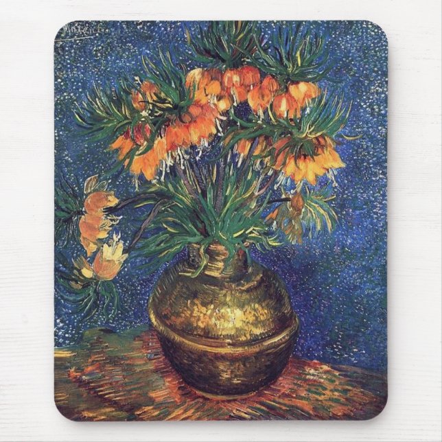Fritilinhaber in einer Kupfervase von Van Gogh Mousepad (Vorne)