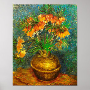 Fritillaries in einer kupfernen Vasen-Van- Poster